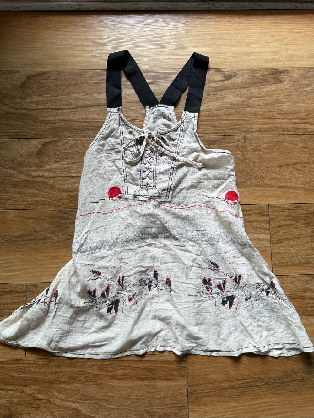 Free People We The Free Bird Red Sun Mini Dress Tank Top size Small 100% Cotton